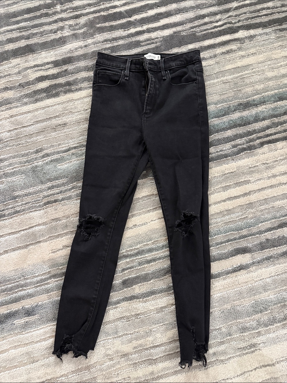 Abercrombie & Fitch Black Ripped High-Rise Skinny Jeans